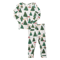 Pink Chicken Bamboo Pajamas in Christmas Tree Farm