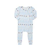 Pink Chicken Bamboo Romper in Hanukkah Fair Isle