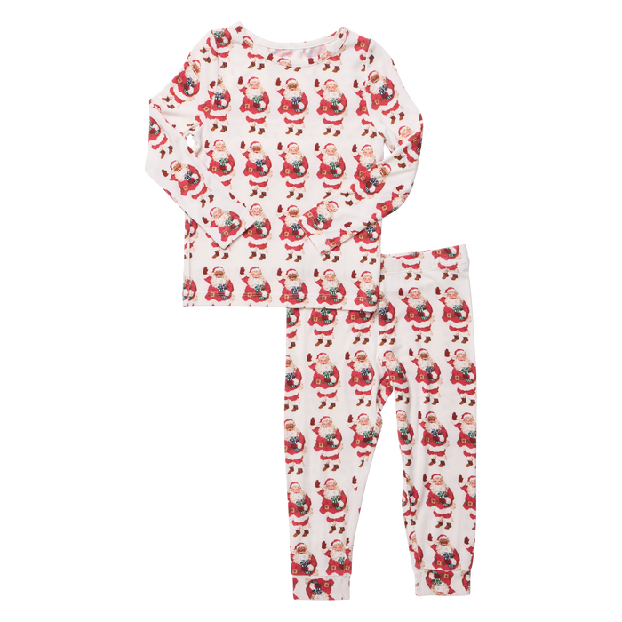 Pink Chicken Bamboo Pajamas in Vintage Santas