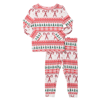Pink Chicken Bamboo Pajamas in Candy Cane Fair Isle
