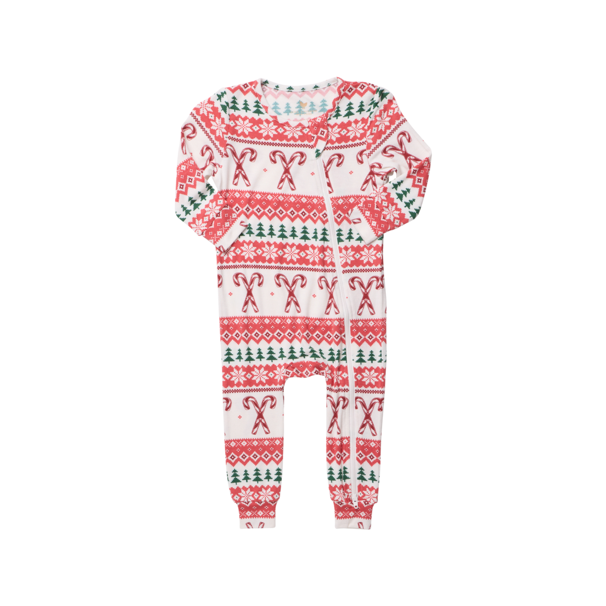 Pink Chicken Bamboo Romper in Candy Cane Fair Isle