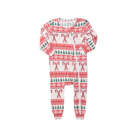 Pink Chicken Bamboo Romper in Candy Cane Fair Isle