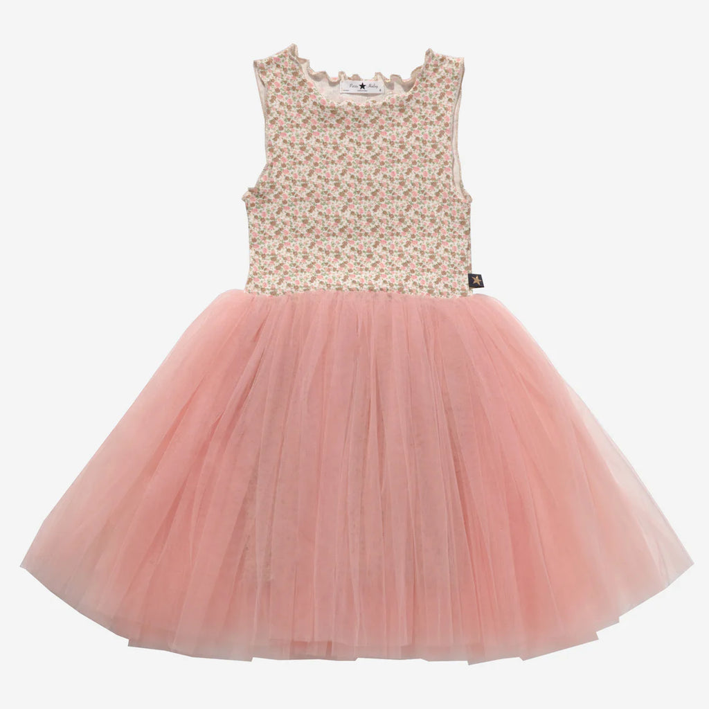 Petite Hailey Vintage Flower 7 Tutu Dress in Peach
