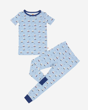 Petite Hailey Bamboo Set in Sailboats