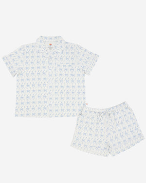 Petite Hailey Women's Bamboo Short Pajama in Blue Bows