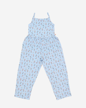 Petite Hailey Bamboo Overall in Blue Flower