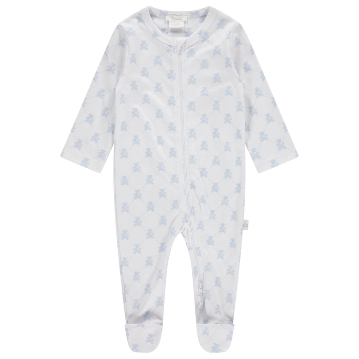 Pimalu Zip Footie in Light Blue Teddy Bears