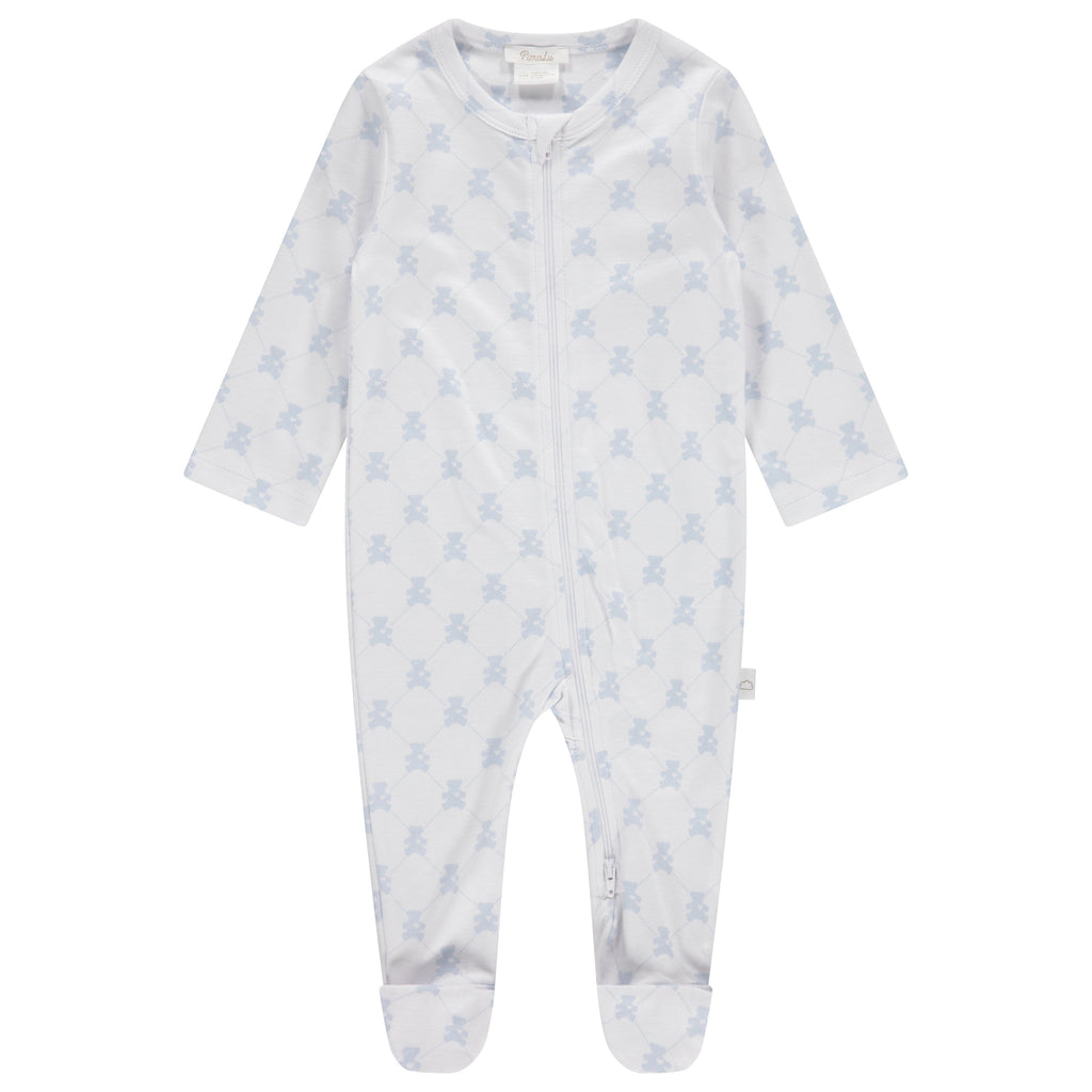 Pimalu Zip Footie in Light Blue Teddy Bears