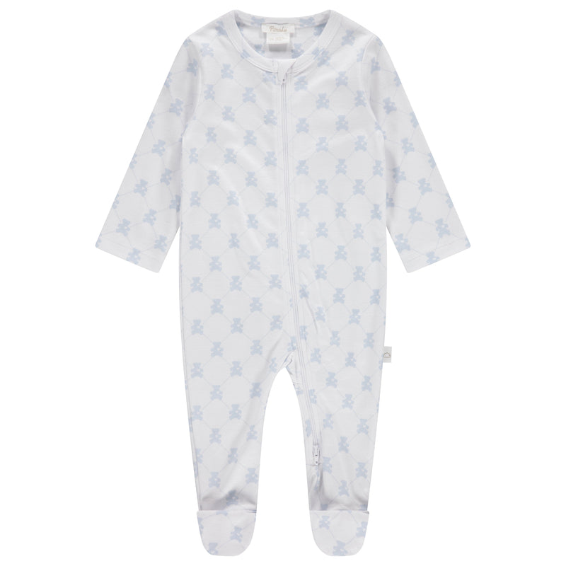 Pimalu Zip Footie in Light Blue Teddy Bears