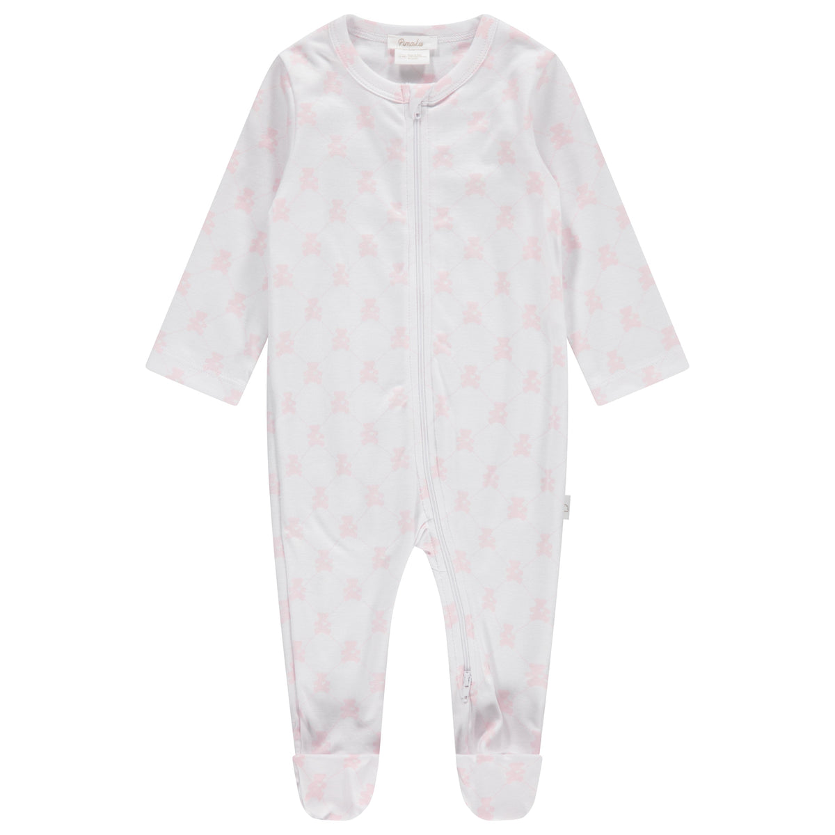 Pimalu Zip Footie in Light Pink Teddy Bears