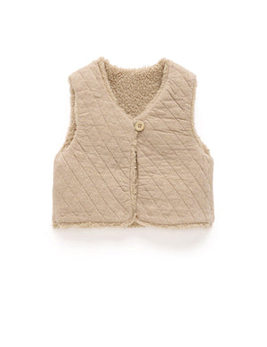 Purebaby Shearling Reversible Vest in Mushroom