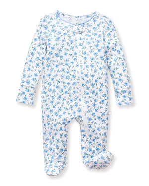 Petite Plume Pointelle Footie in Blue Floral