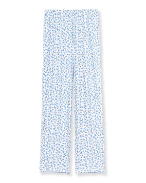 Petite Plume Women's Pointelle Pants in Blue Floral