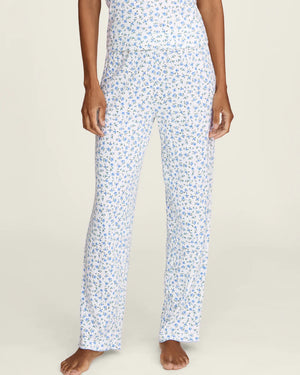 Petite Plume Women's Pointelle Pants in Blue Floral