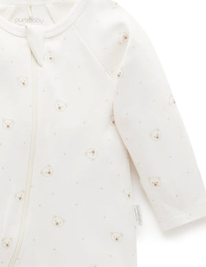 Purebaby Zip Footie in Bears