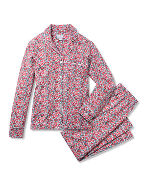 Petite Plume Women's Luxe Pima Pajama Set in Fleurs des Bois