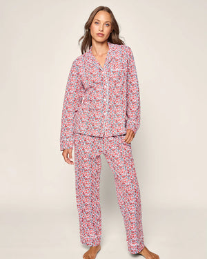 Petite Plume Women's Luxe Pima Pajama Set in Fleurs des Bois