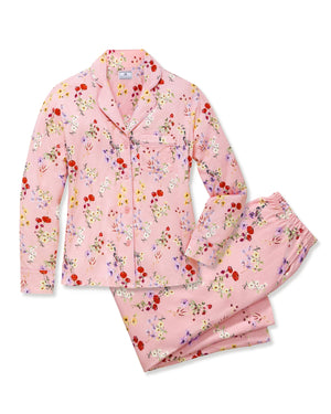 Petite Plume Women's Pima Pajama Set in Brilliant Botanical Blush