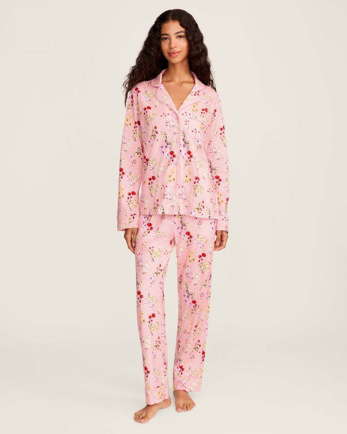Petite Plume Women's Pima Pajama Set in Brilliant Botanical Blush