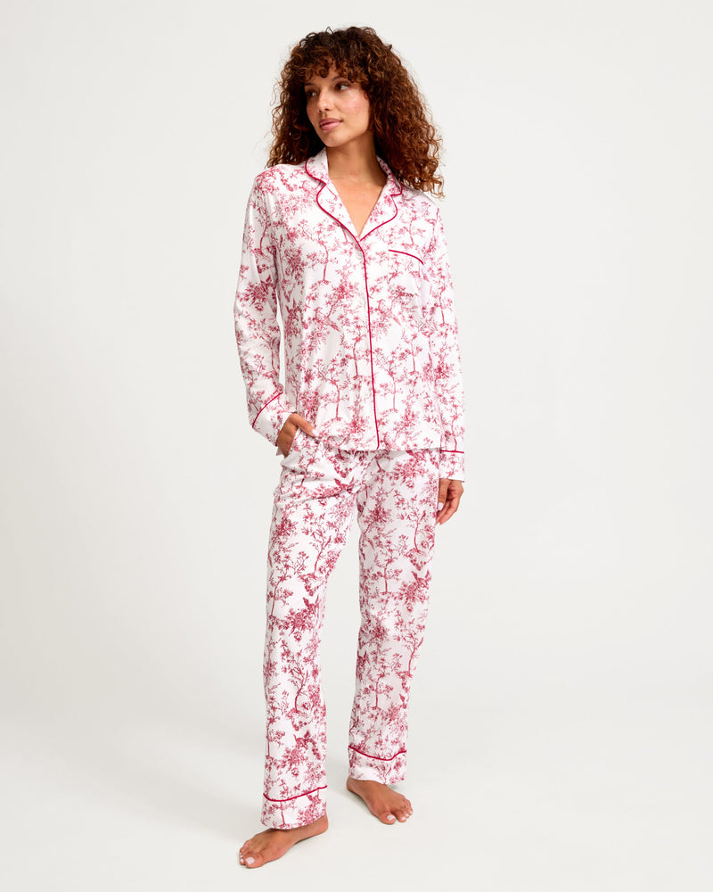 Petite Plume Women's Pima Pajama In Red Timeless Toile