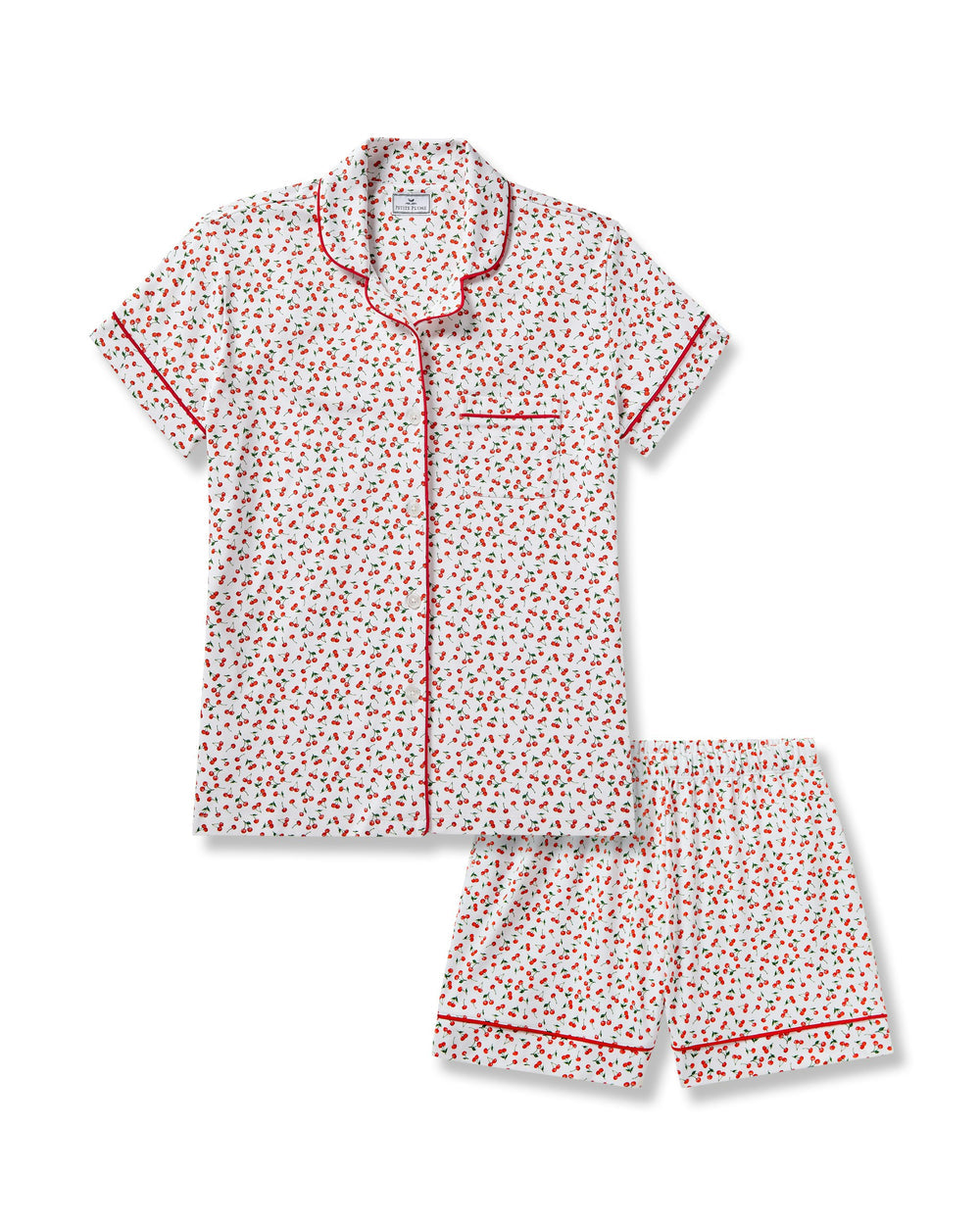Petite Plume Women's Luxe Pima Pajama Set in Cherry Orchard