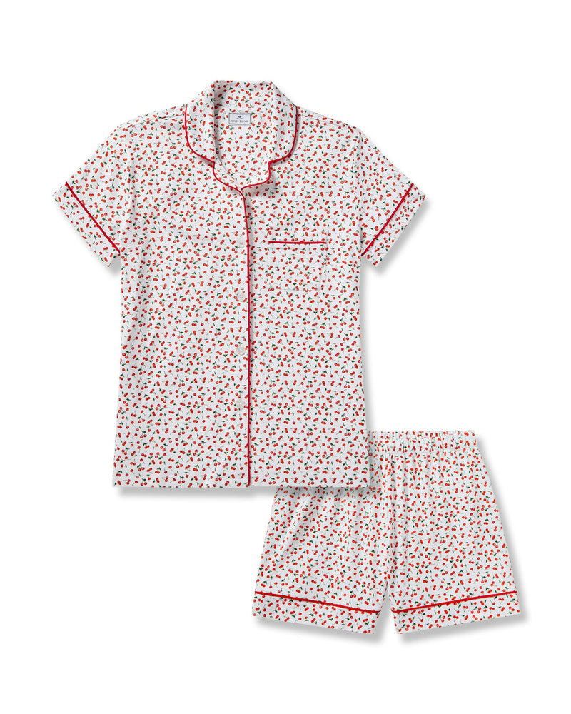 Petite Plume Women's Luxe Pima Pajama Set in Cherry Orchard