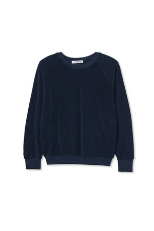 perfectwhitetee Saylor Loop Terry Sweatshirt in Navy
