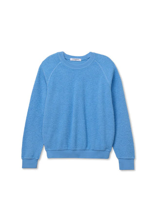 perfectwhitetee Ziggy Inside Out Shrunken Crew in Pacific Blue
