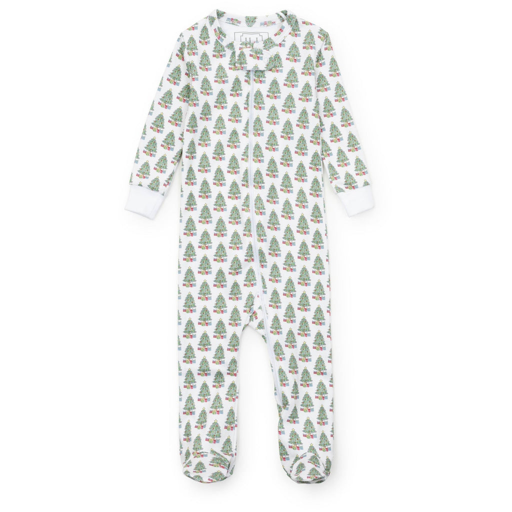 Lila + Hayes Parker Zip Footie in Under the Christmas Tree