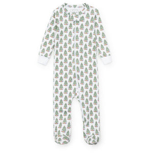Lila + Hayes Parker Zip Footie in Under the Christmas Tree