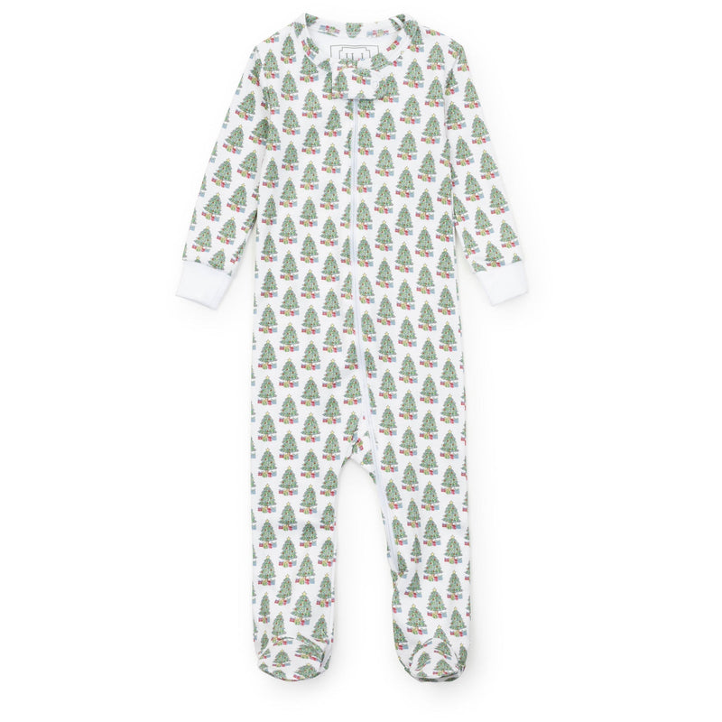Lila + Hayes Parker Zip Footie in Under the Christmas Tree