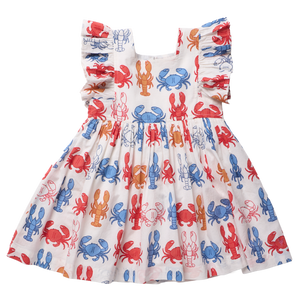 Pink Chicken Elsie Dress in Lobsters and Crabs