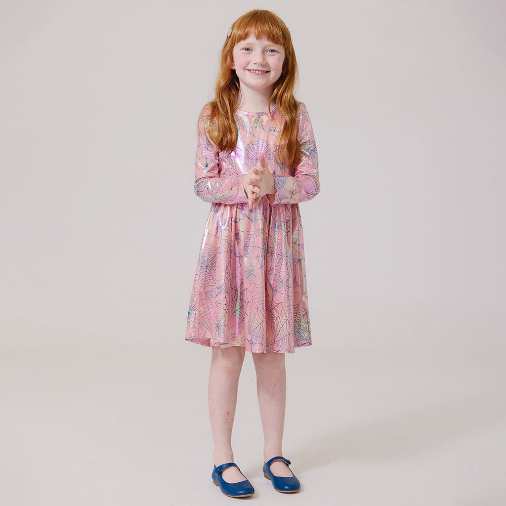 Pink Chicken Lamé Steph Dress in Spider Web