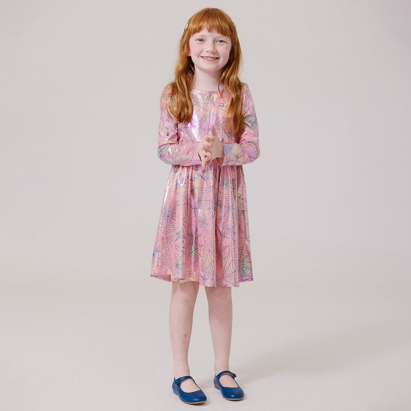 Pink Chicken Lamé Steph Dress in Spider Web