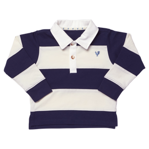 Pink Chicken Boys Albert Rugby Shirt in Navy & White