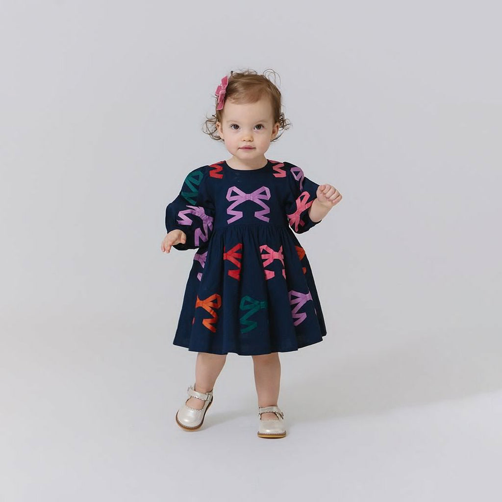 Pink Chicken Baby Brooke Dress Set in Multi Bow Applique
