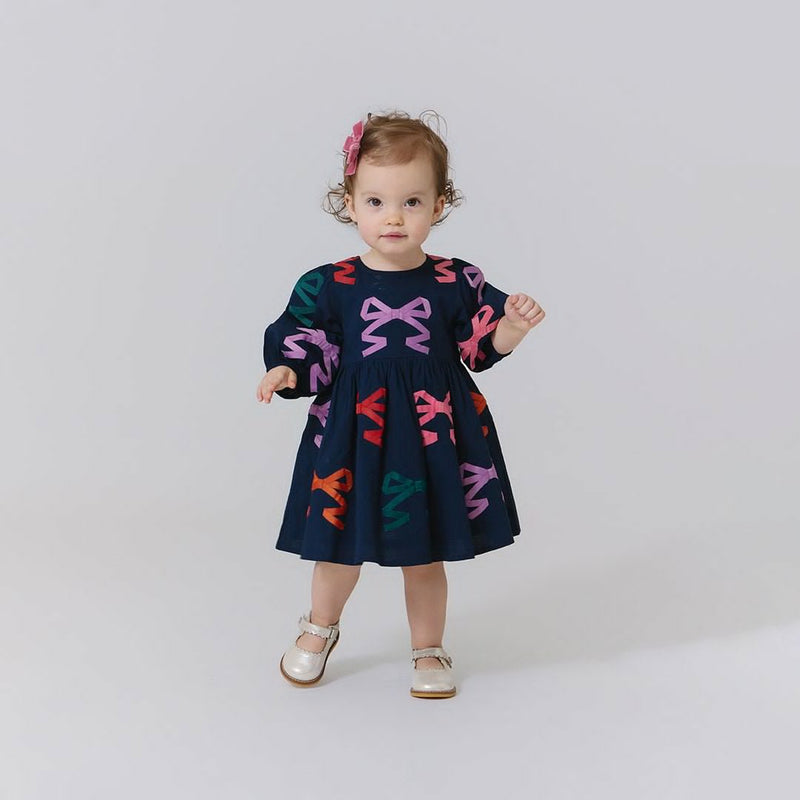 Pink Chicken Baby Brooke Dress Set in Multi Bow Applique
