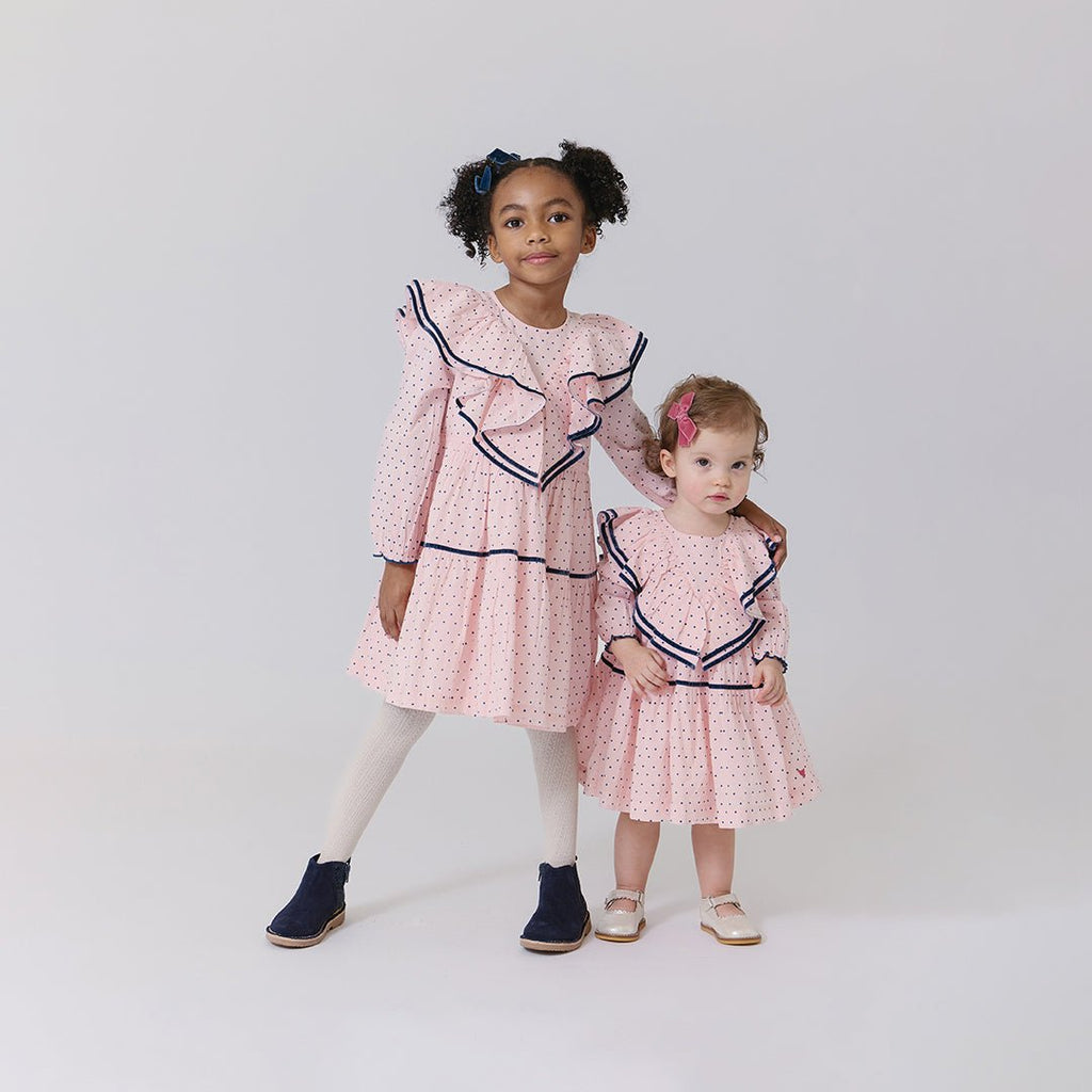 Pink Chicken Baby Raphaela Dress Set in Strawberry Cream Polka Dot