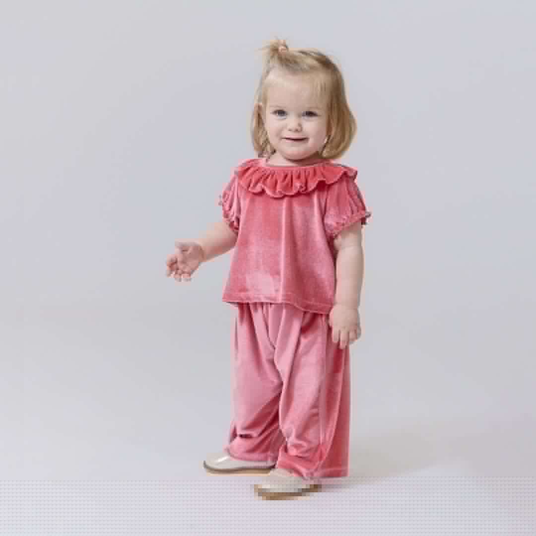 Pink Chicken Baby Mara Velour Set in Desert Rose
