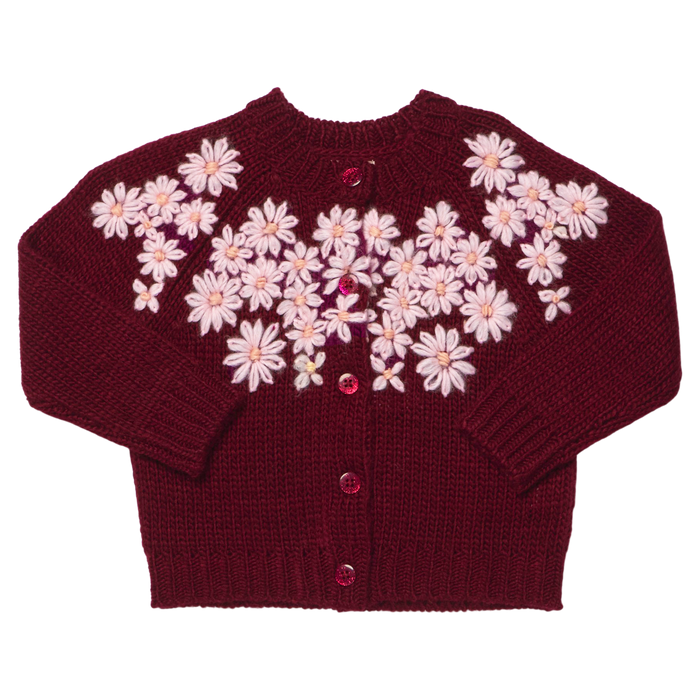 Pink Chicken Blossom Sweater in Pink Embroidered Flowers