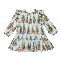 Pink Chicken Girls Harper Dress in Mint Trees and Presents