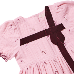 Pink Chicken Girls Liliana Dress in Pink Velvet Bow