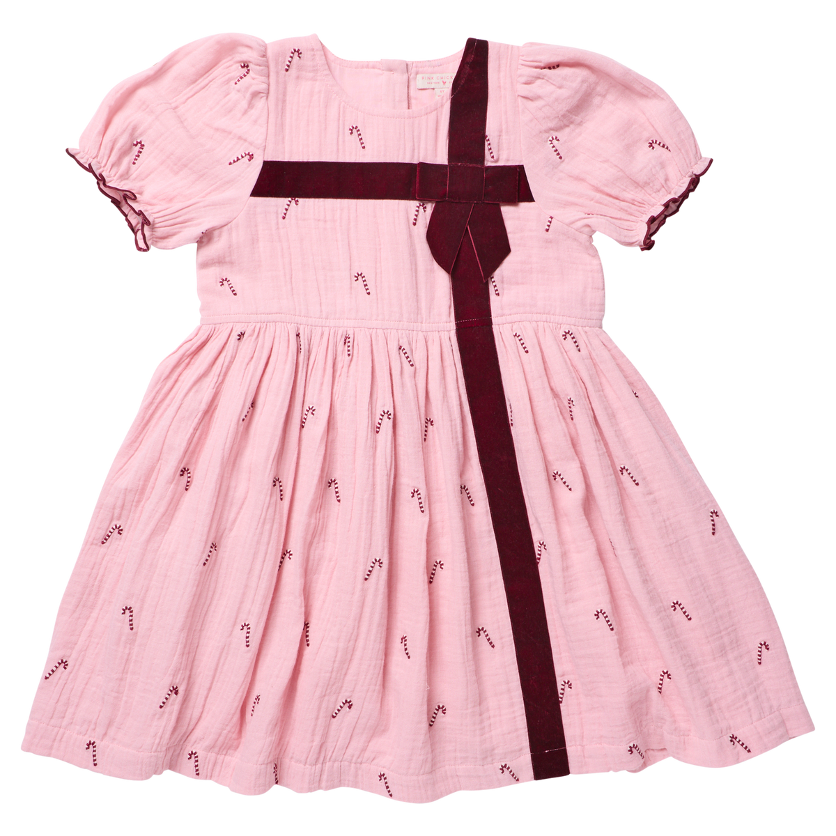 Pink Chicken Girls Liliana Dress in Pink Velvet Bow