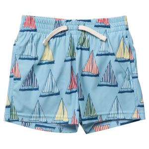 Pink Chicken Boys Swim Trunk in Blue Regatta