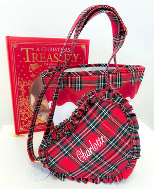 Bits & Bows Red Plaid Heart Purse