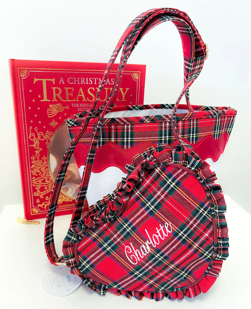 Bits & Bows Red Plaid Heart Purse