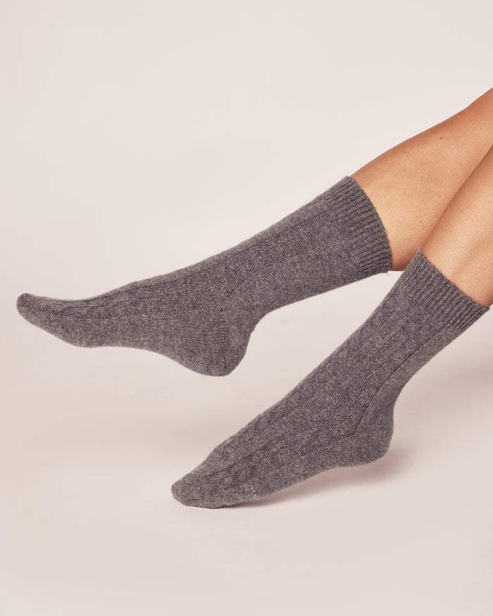 Petite Plume Cashmere Socks in Dark Grey