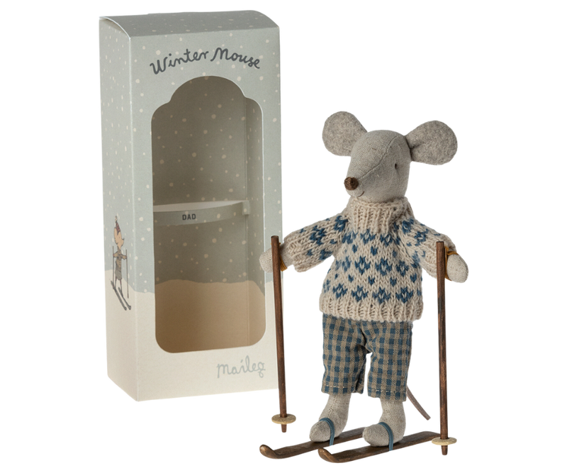 Maileg Winter Mouse with Ski Set - Dad