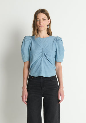 Nation Cecily Baby Doll Top in Chambray