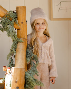 Rylee + Cru Fuzzy Cardigan in Blush